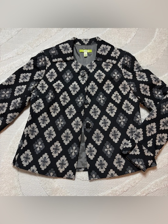Sigrid Olsen Jackets & Blazers - Sigrid Olsen Jacquard Diamond Flower Print Short Jacket Coat 6 Retro Boho Twee